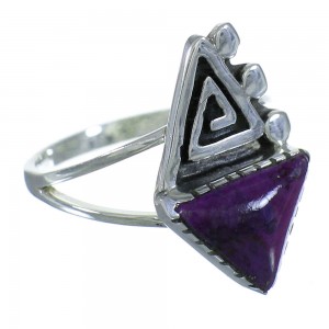 Genuine Sterling Silver Water Wave And Magenta Turquoise Southwestern Ring Size 6-1/2 YX67333