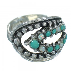 Southwestern Sterling Silver Opal And Turquoise Jewelry Ring Size 5-1/2 YX68872