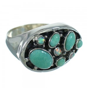 Sterling Silver Opal And Turquoise Southwest Jewelry Ring Size 6-1/4 YX68911