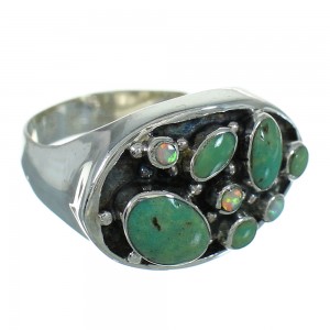 Southwest Sterling Silver Opal And Turquoise Jewelry Ring Size 7-1/4 YX68928