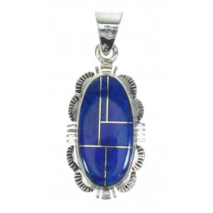 Southwest Sterling Silver Lapis Inlay Pendant QX68484