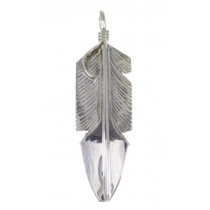 Navajo Authentic Sterling Silver Feather Pendant RX67822