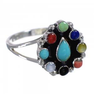 Southwestern Sterling Silver Multicolor Ring Size 5-1/4 YX70931
