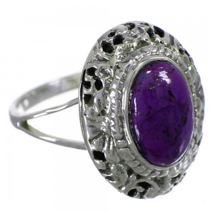 Southwestern Silver Magenta Turquoise Ring Size 4-3/4 YX79531