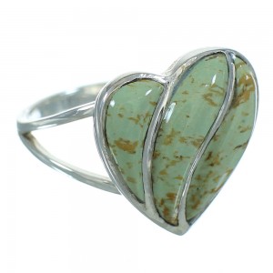 Turquoise And Authentic Sterling Silver Heart Southwest Ring Size 5-1/4 YX69597