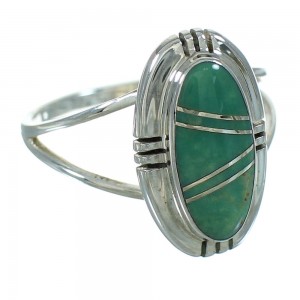 Turquoise Inlay And Authentic Sterling Silver Southwest Ring Size 5-3/4 YX69640