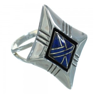 Sterling Silver Lapis Inlay Southwest Ring Size 7-1/2 AX73705