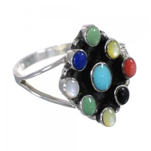 Multicolor Southwestern Authentic Sterling Silver Ring Size 6-1/2 WX71063