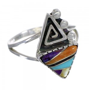 Multicolor Southwestern Sterling Silver Water Wave Ring Size 6-3/4 WX74962