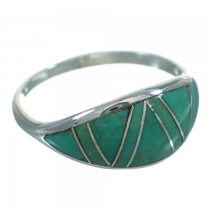 Turquoise Inlay Sterling Silver Jewelry Southwest Ring Size 6-1/2 AX80822