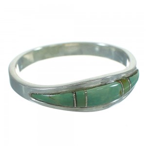 Southwest Sterling Silver Turquoise Inlay Ring Size 4-1/2 AX80909