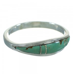 Silver Southwest Turquoise Inlay Jewelry Ring Size 6-3/4 AX80919