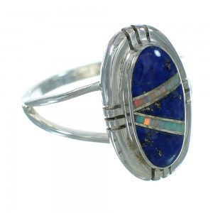 Southwestern Silver Lapis Opal Ring Size 5-1/4 QX83267