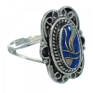 Southwestern Genuine Sterling Silver Lapis Opal Ring Size 4-1/2 QX83290
