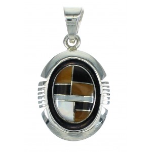 Genuine Sterling Silver Multicolor Inlay Southwest Pendant YX67457