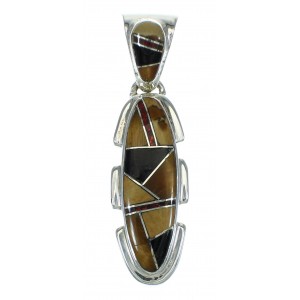 Genuine Sterling Silver Multicolor Southwestern Slide Pendant YX67463