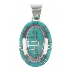 Turquoise Southwestern Genuine Sterling Silver Pendant QX78994
