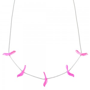 Liquid Sterling Silver And Pink Fetish Bird Necklace WX69193