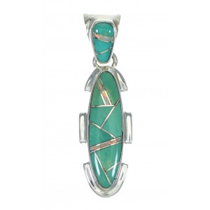 Genuine Sterling Silver Turquoise And Opal Southwestern Pendant YX68211