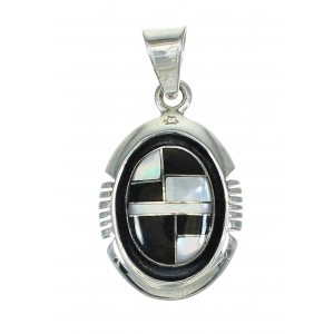 Southwest Sterling Silver Jet And Mother Of Pearl Pendant YX68229