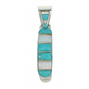 Southwestern Genuine Sterling Silver Turquoise And Opal Pendant YX68246