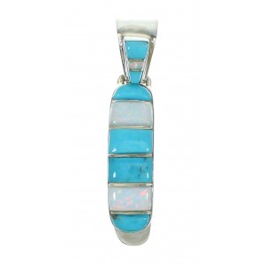 Southwestern Sterling Silver Turquoise And Opal Inlay Pendant YX68253