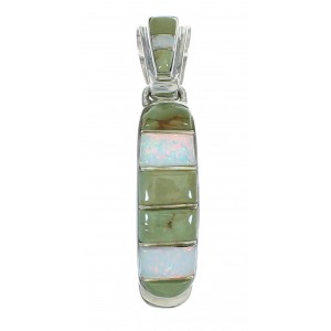 Southwestern Genuine Sterling Silver Turquoise And Opal Inlay Pendant YX68258