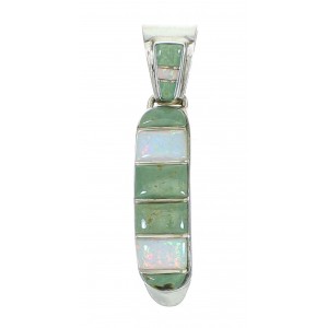 Southwestern Sterling Silver Turquoise And Opal Inlay Slide Pendant YX68264