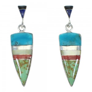 Sterling Silver Multicolor Southwestern Post Dangle Earrings YX71332