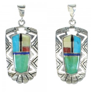 Southwest Silver Multicolor Post Dangle Earrings YX71338