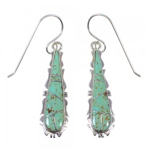 Turquoise Sterling Silver Southwestern Hook Dangle Earrings RX78720