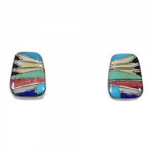 Multicolor Southwest Genuine Sterling Silver Post Earrings RX82039