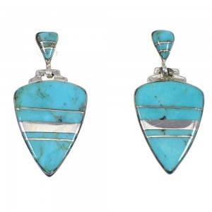 Turquoise And Silver Southwest Post Dangle Earrings YX79767