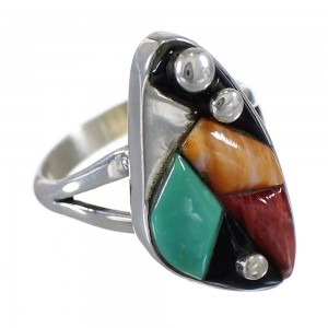 Sterling Silver Multicolor WhiteRock Ring Size 6-1/2 WX81943