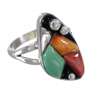 WhiteRock Sterling Silver And Multicolor Inlay Ring Size 7 WX81989