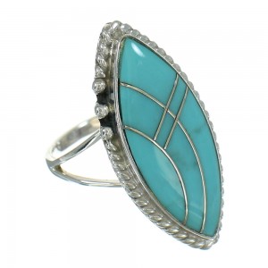 Turquoise Inlay And Silver Southwest Ring Size 4-3/4 WX79726