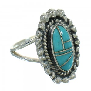 Turquoise And Silver Southwestern Ring Size 5-1/4 WX79837