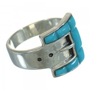 Southwest Turquoise And Sterling Silver Belt Ring Size 6-1/2 WX79851