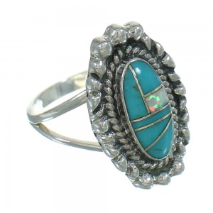 Sterling Silver Turquoise Opal Southwestern Ring Size 7-1/2 YX80517
