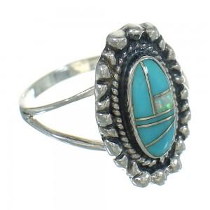 Genuine Sterling Silver Turquoise Opal Southwestern Ring Size 8-1/2 YX80535