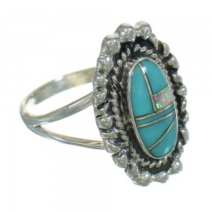 Southwest Turquoise Opal Silver Ring Size 5-1/2 YX80559