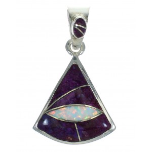 Sterling Silver Magenta Turquoise Opal Inlay Pendant RX66976