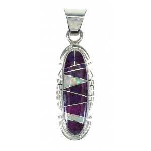 Genuine Sterling Silver Southwest Magenta Turquoise Opal Inlay Pendant RX66995