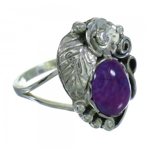 Genuine Sterling Silver And Magenta Turquoise Southwest Flower Ring Size 5-1/2 YX66893