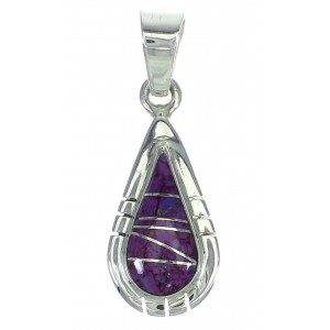 Sterling Silver And Magenta Turquoise Inlay Southwest Pendant YX67058