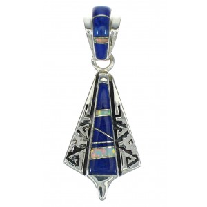 Opal Lapis And Sterling Silver Southwest Water Wave Pendant YX70350