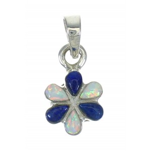 Silver Opal And Lapis Southwestern Flower Pendant YX70399