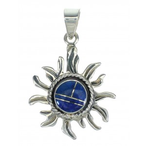 Sterling Silver And Lapis Southwestern Sun Pendant YX67389