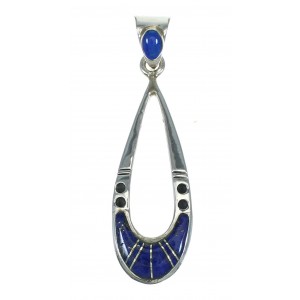 Genuine Sterling Silver And Lapis Inlay Southwestern Slide Pendant YX67403