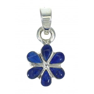 Lapis Inlay And Sterling Silver Southwest Flower Pendant YX67430